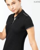 polo manches courtes femme noir et rouge