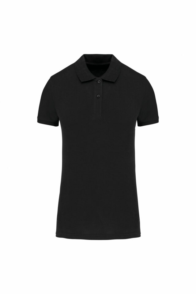 polo piqué femme manche courte noir