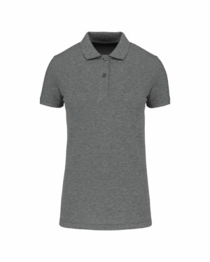 polo piqué femme manche courte gris chiné