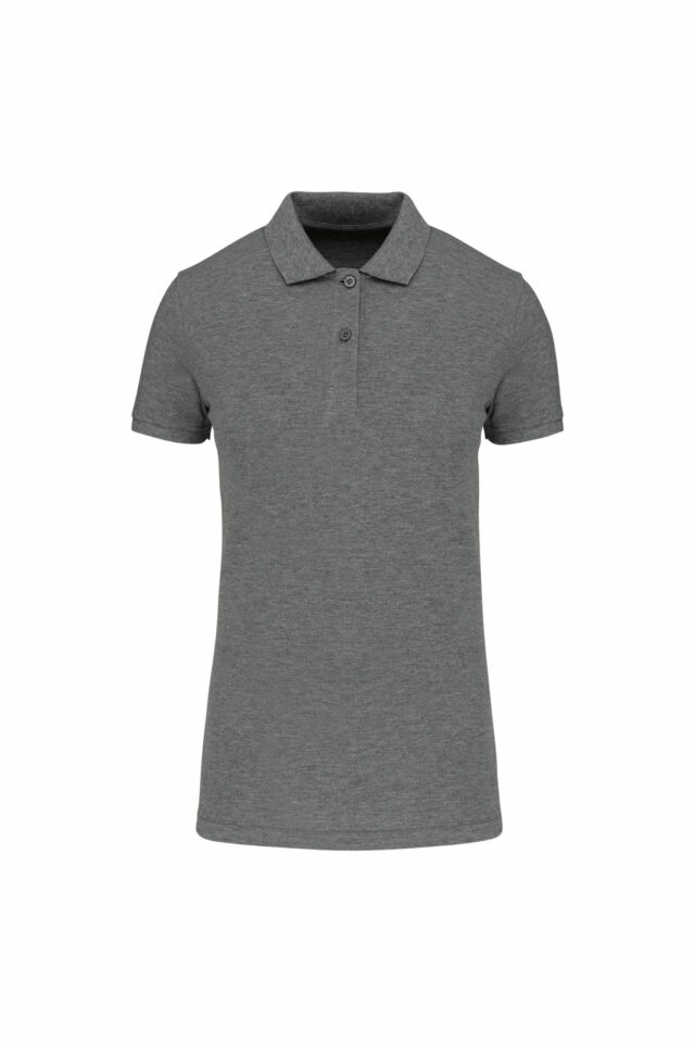 polo piqué femme manche courte gris chiné