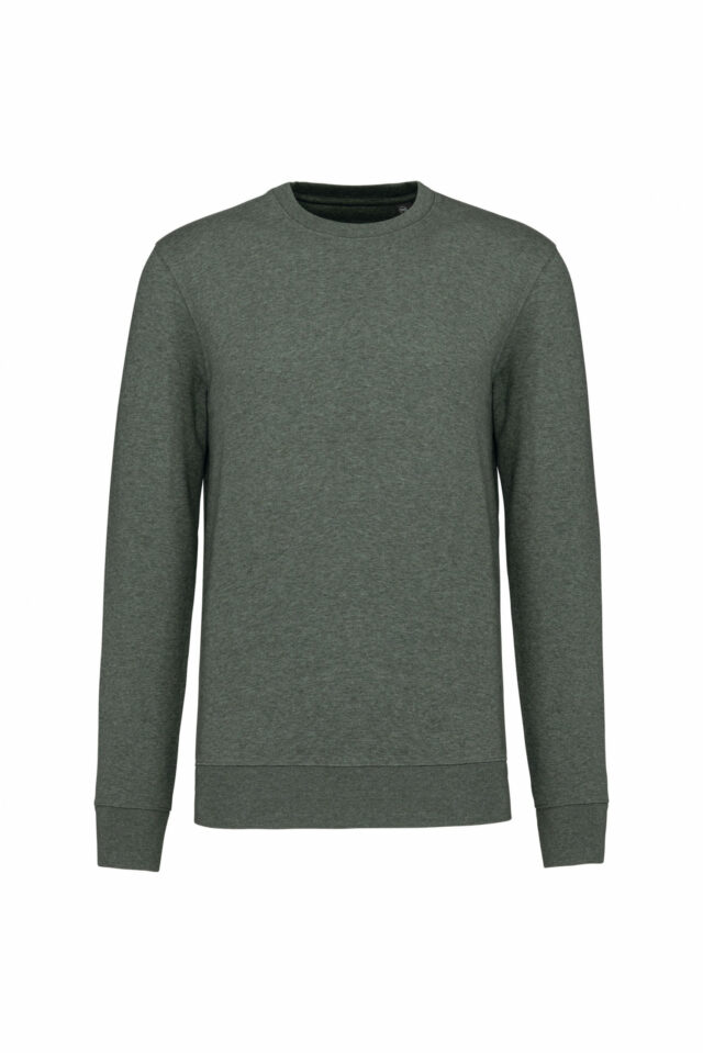 sweat col rond éco responsable vert chiné
