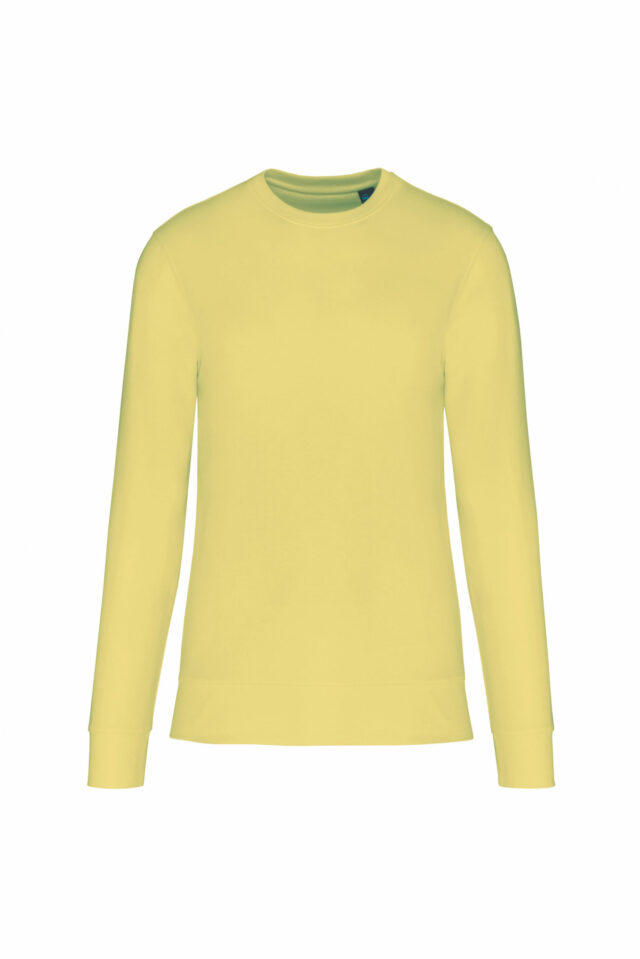 sweat col rond éco responsable jaune citron