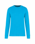 sweat col rond éco responsable bleu turquoise
