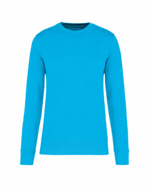 sweat col rond éco responsable bleu turquoise