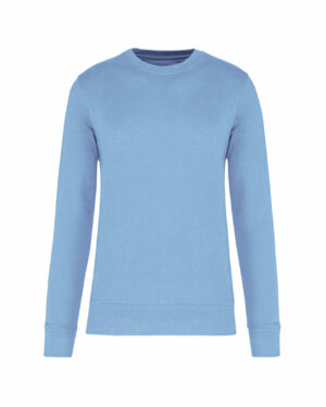 sweat col rond éco responsable bleu ciel