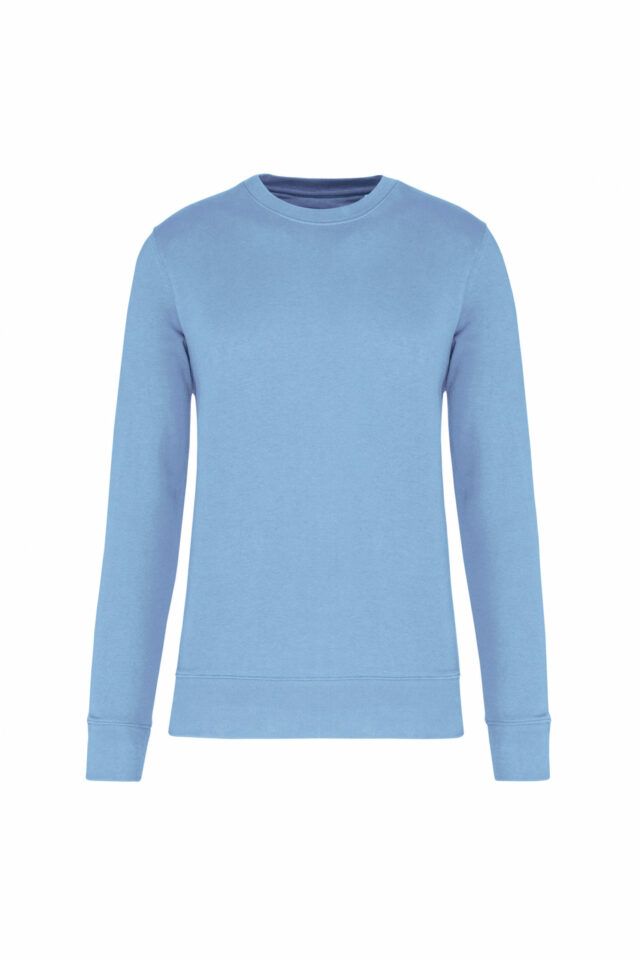 sweat col rond éco responsable bleu ciel
