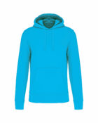 sweat capuche éco responsable homme bleu turquoise