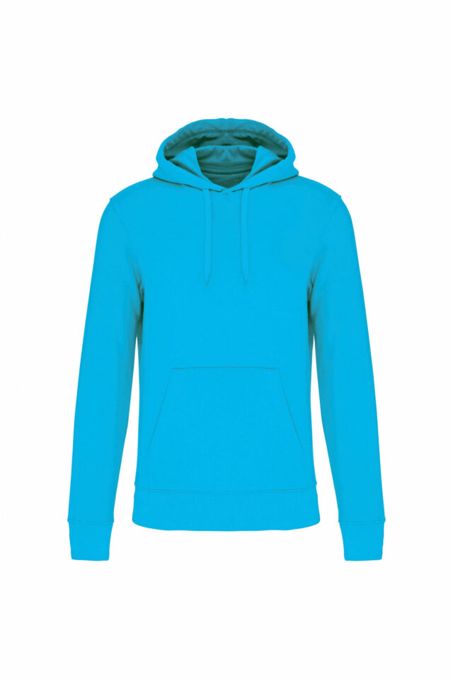 sweat capuche éco responsable homme bleu turquoise