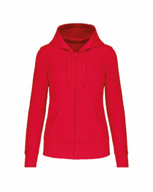 sweat éco responsable zippé femme rouge