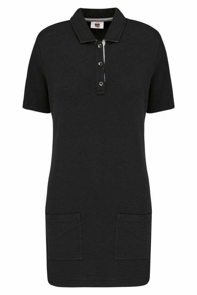 polo long manches courtes femme noir