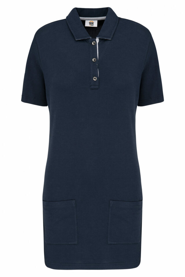 polo long manches courtes femme navy bleu
