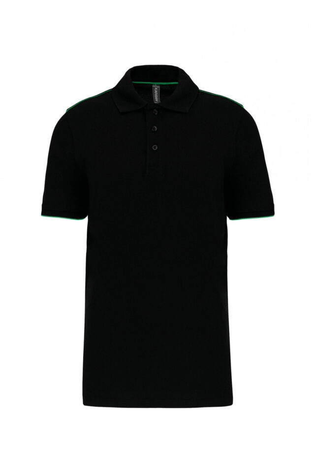 polo manches courtes homme noir et vert kelly