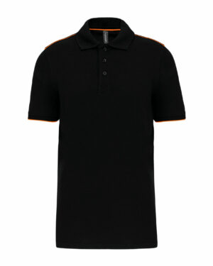 polo manches courtes homme orange et noir