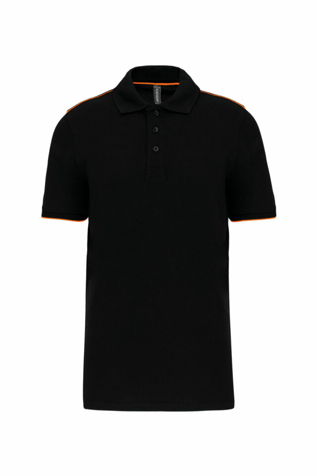 polo manches courtes homme orange et noir