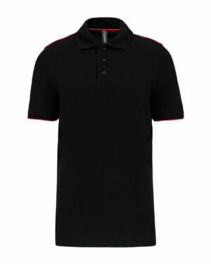 polo manches courtes homme rouge et noir
