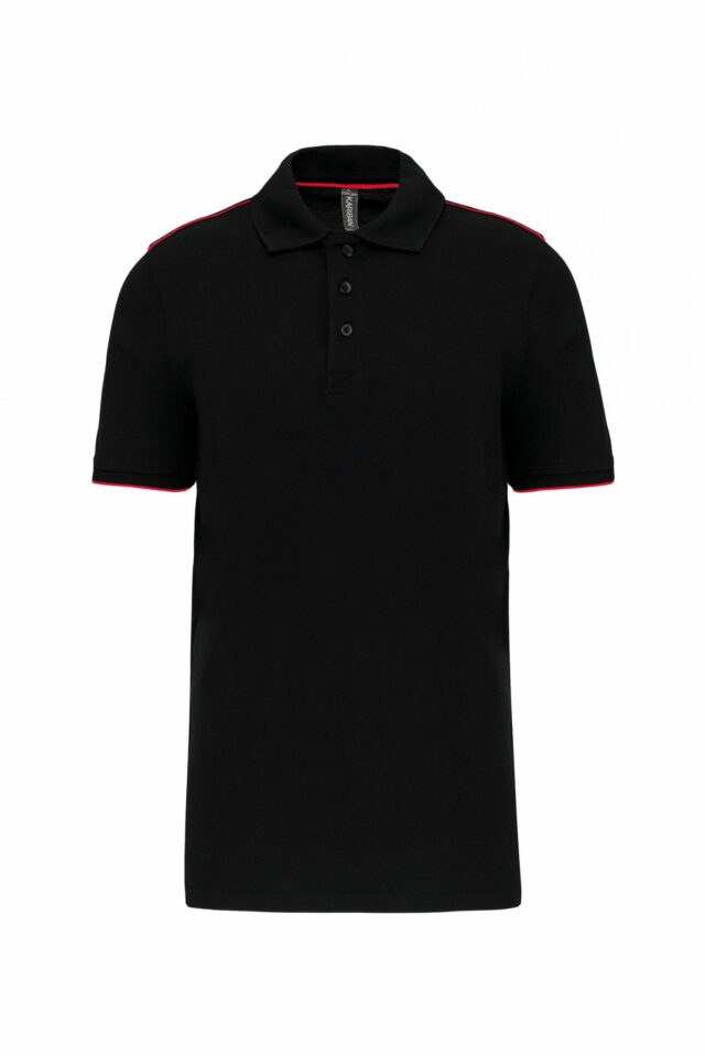 polo manches courtes homme rouge et noir