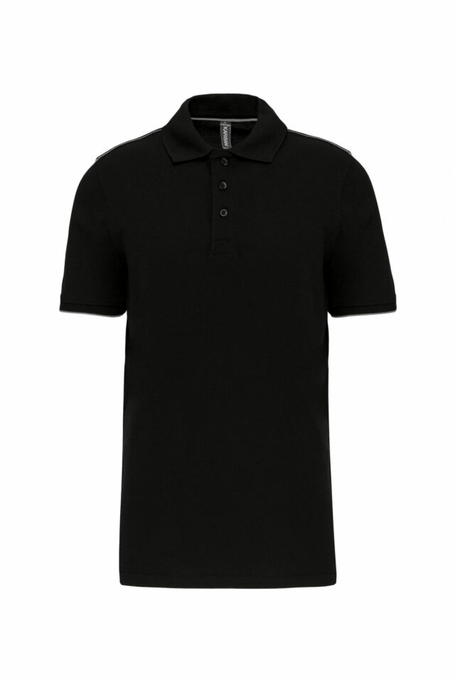 polo manches courtes homme noir et argent
