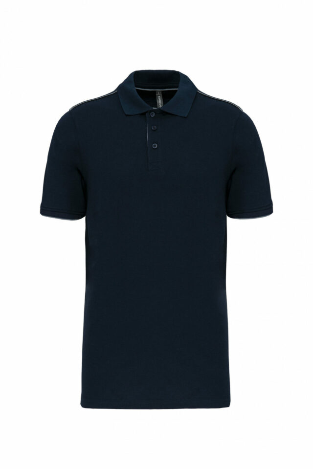 polo manches courtes homme bleu navy et argent