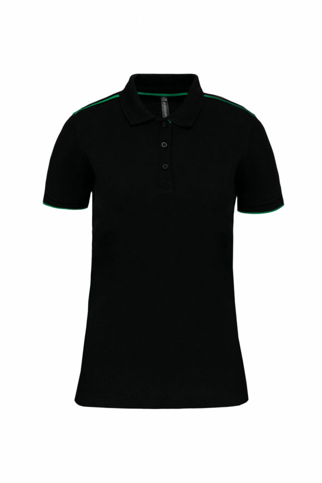 polo manches courtes femme noir et vert kelly