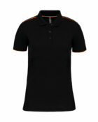 polo manches courtes femme noir et orange