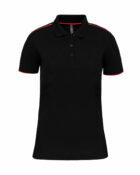 polo manches courtes femme noir et rouge