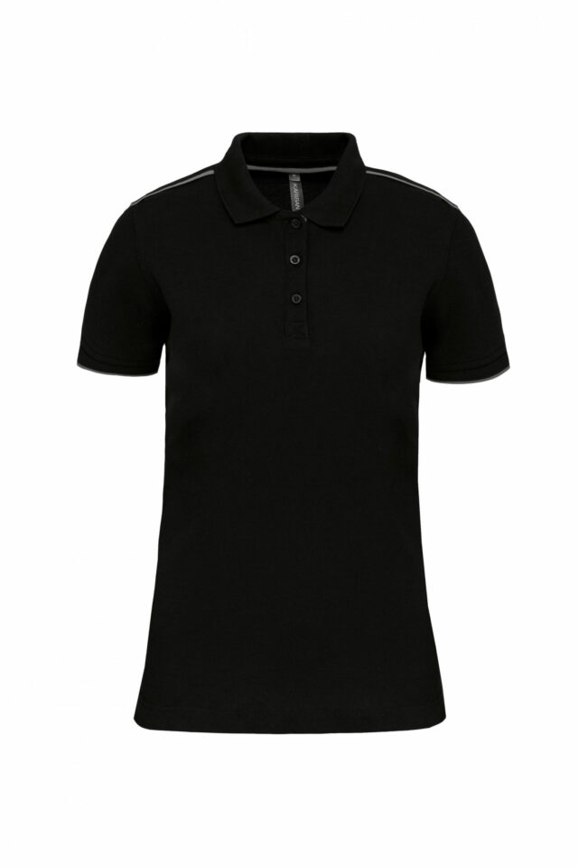 polo manches courtes femme noir et argent