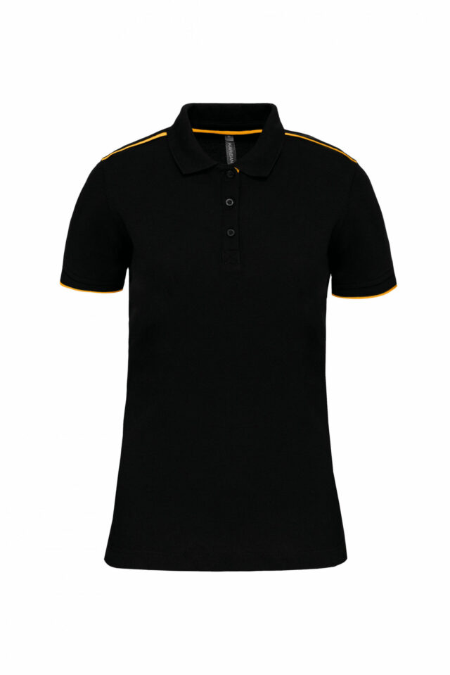 polo manches courtes femme noir et jaune