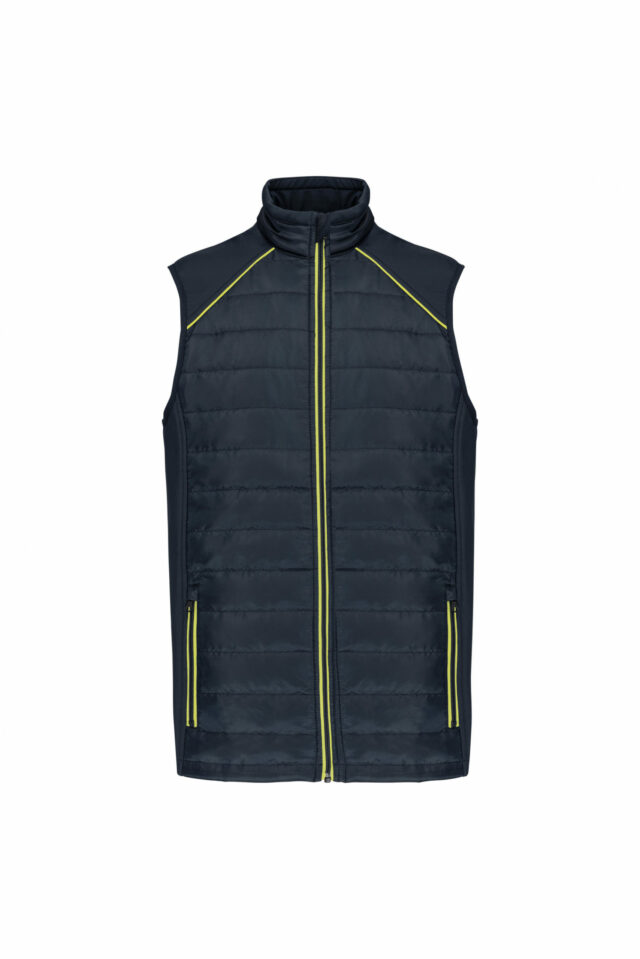 bodywarmer navy et jaune fluo