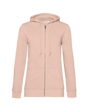 Hoodie zippé femme rose pale